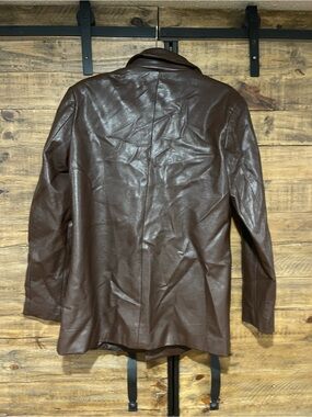 Windsor Dark Brown Pea Coat - Leather-Style Jacket